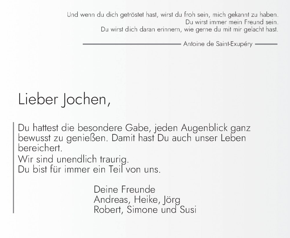  Traueranzeige für Jochen Geiger vom 11.06.2022 aus trierischer_volksfreund