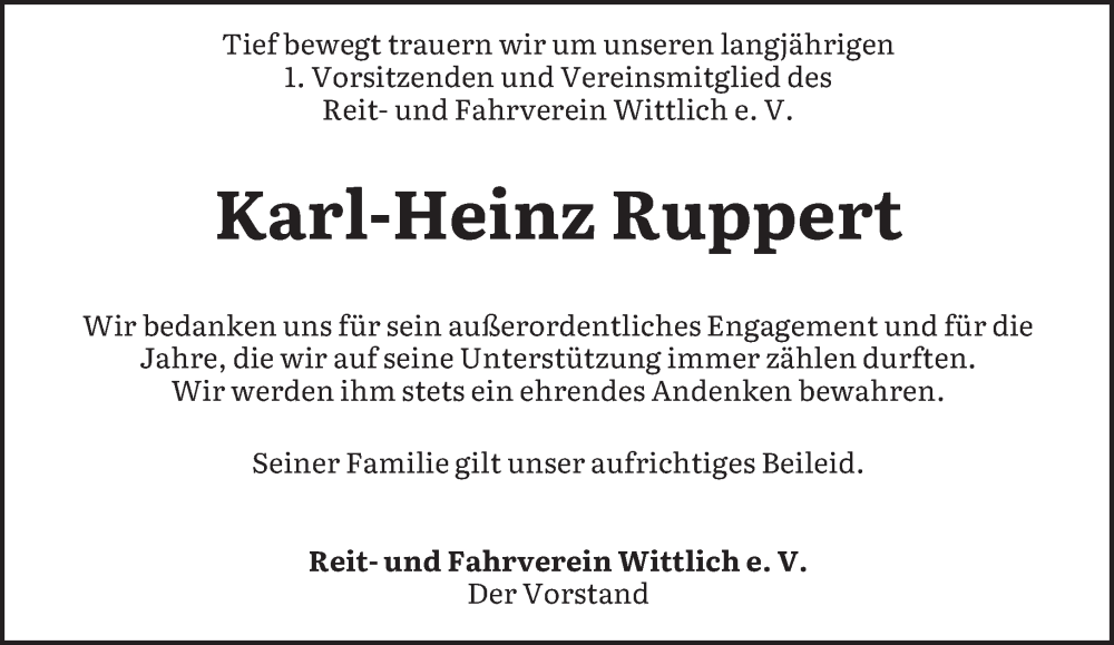  Traueranzeige für Karl-Heinz Ruppert vom 11.06.2022 aus trierischer_volksfreund