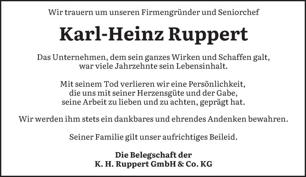  Traueranzeige für Karl-Heinz Ruppert vom 11.06.2022 aus trierischer_volksfreund