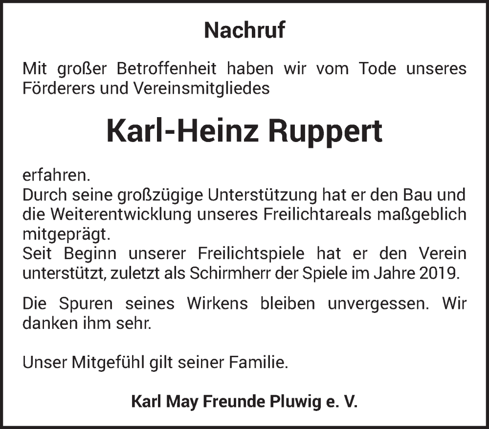  Traueranzeige für Karl-Heinz Ruppert vom 11.06.2022 aus trierischer_volksfreund