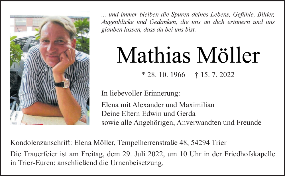  Traueranzeige für Mathias Möller vom 23.07.2022 aus trierischer_volksfreund