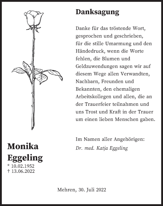 Traueranzeige von Monika Eggeling von trierischer_volksfreund