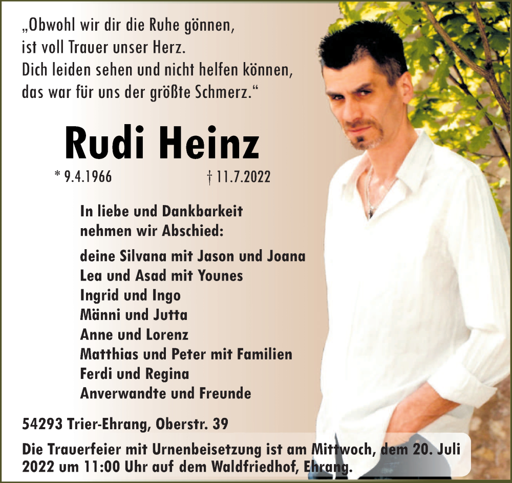  Traueranzeige für Rudi Heinz vom 16.07.2022 aus trierischer_volksfreund
