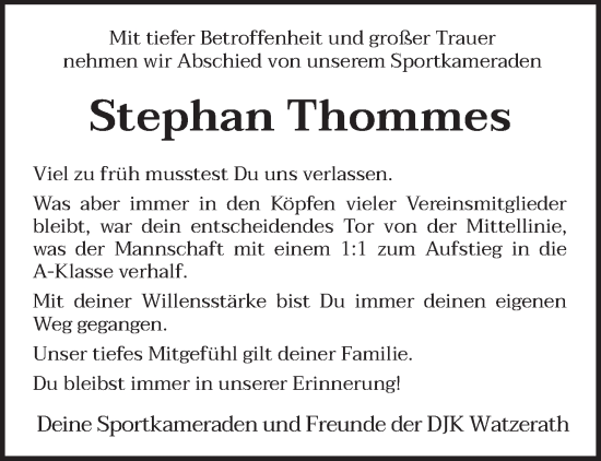 Traueranzeige von Stephan Thommes von trierischer_volksfreund