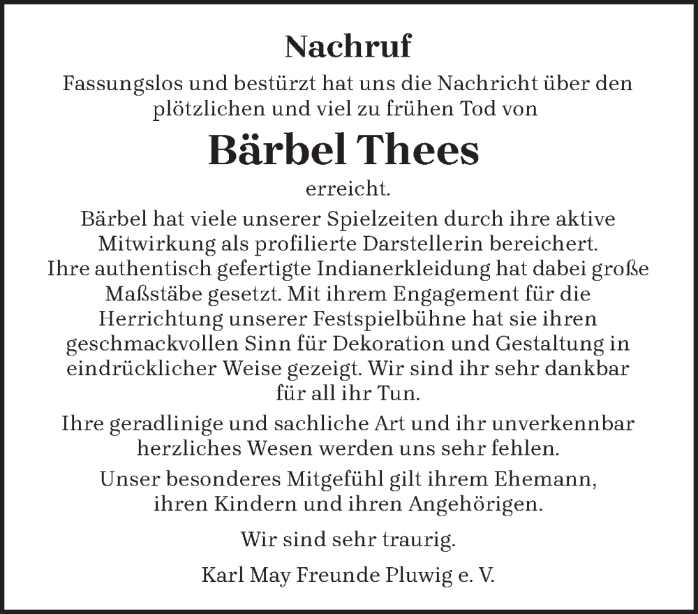  Traueranzeige für Bärbel Thees vom 06.08.2022 aus trierischer_volksfreund