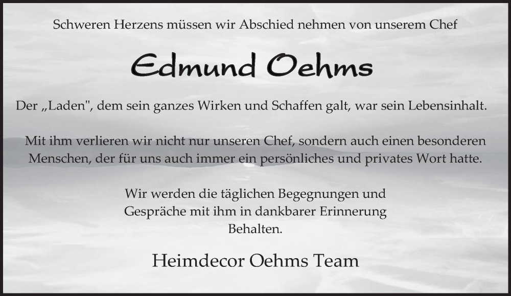  Traueranzeige für Edmund Oehms vom 13.08.2022 aus trierischer_volksfreund