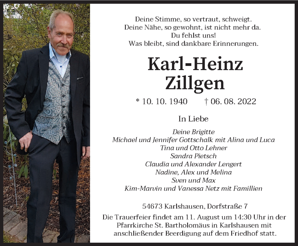  Traueranzeige für Karl Heinz vom 09.08.2022 aus trierischer_volksfreund