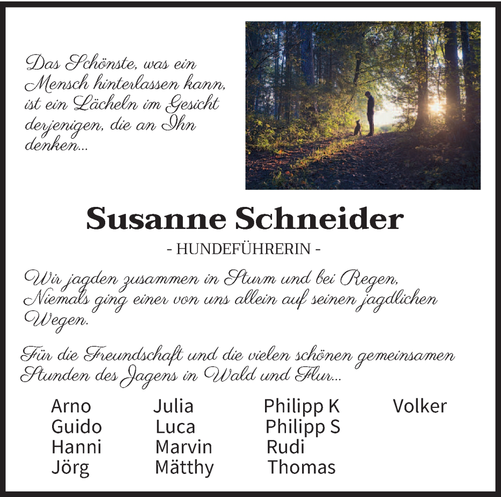  Traueranzeige für Susanne Schneider vom 29.08.2022 aus trierischer_volksfreund