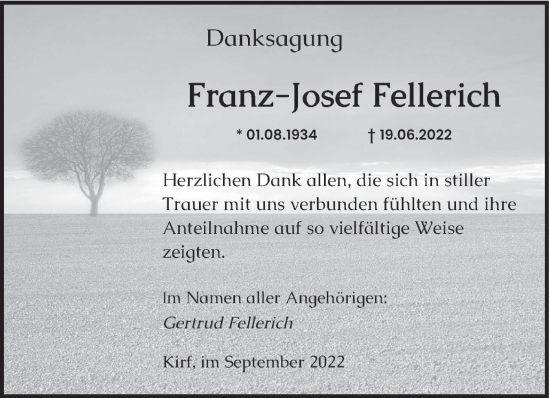 Traueranzeige von Franz-Josef Fellerich von trierischer_volksfreund