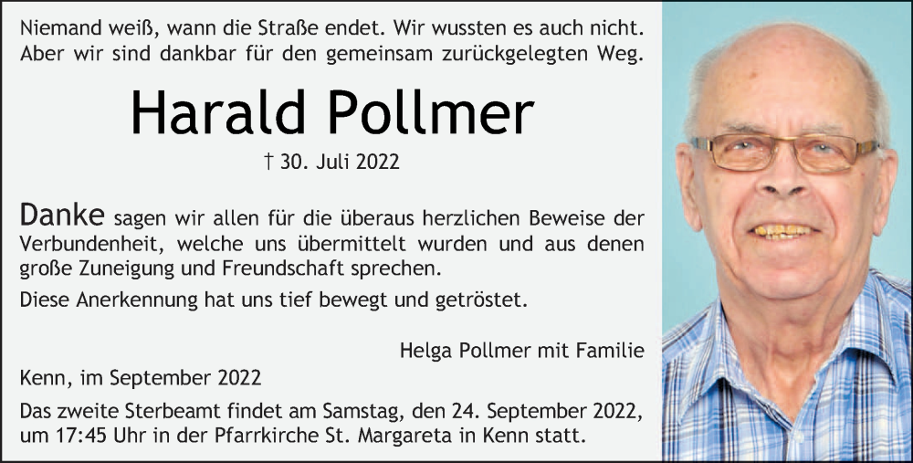  Traueranzeige für Harald Pollmer vom 17.09.2022 aus trierischer_volksfreund