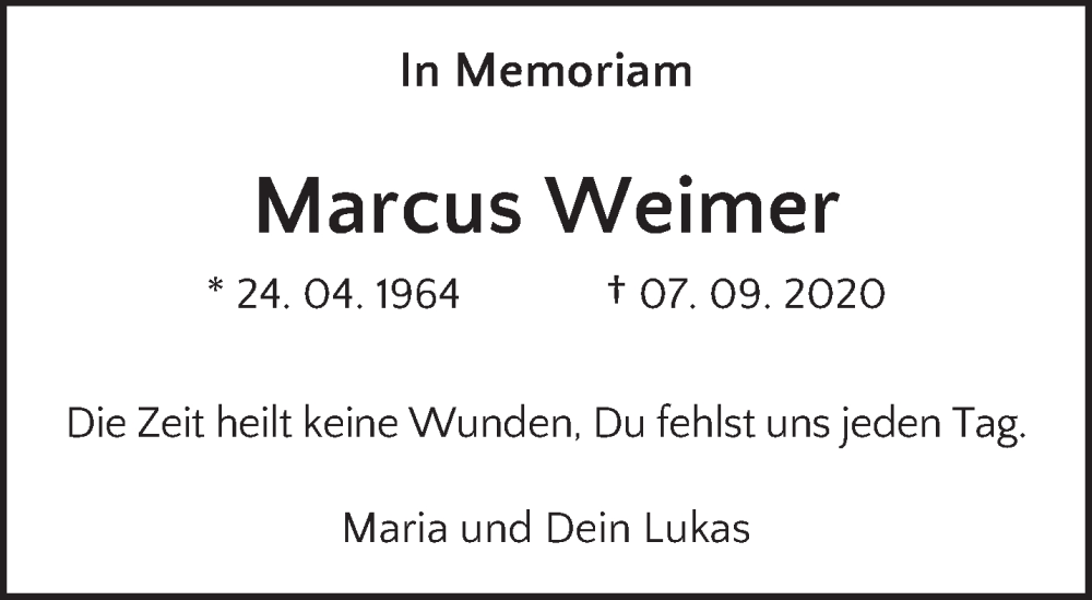  Traueranzeige für Marcus Weimer vom 17.09.2022 aus trierischer_volksfreund