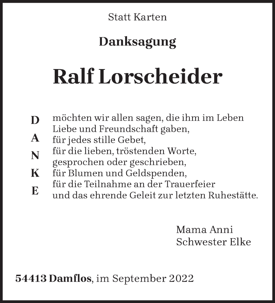  Traueranzeige für Ralf Lorscheider vom 24.09.2022 aus trierischer_volksfreund