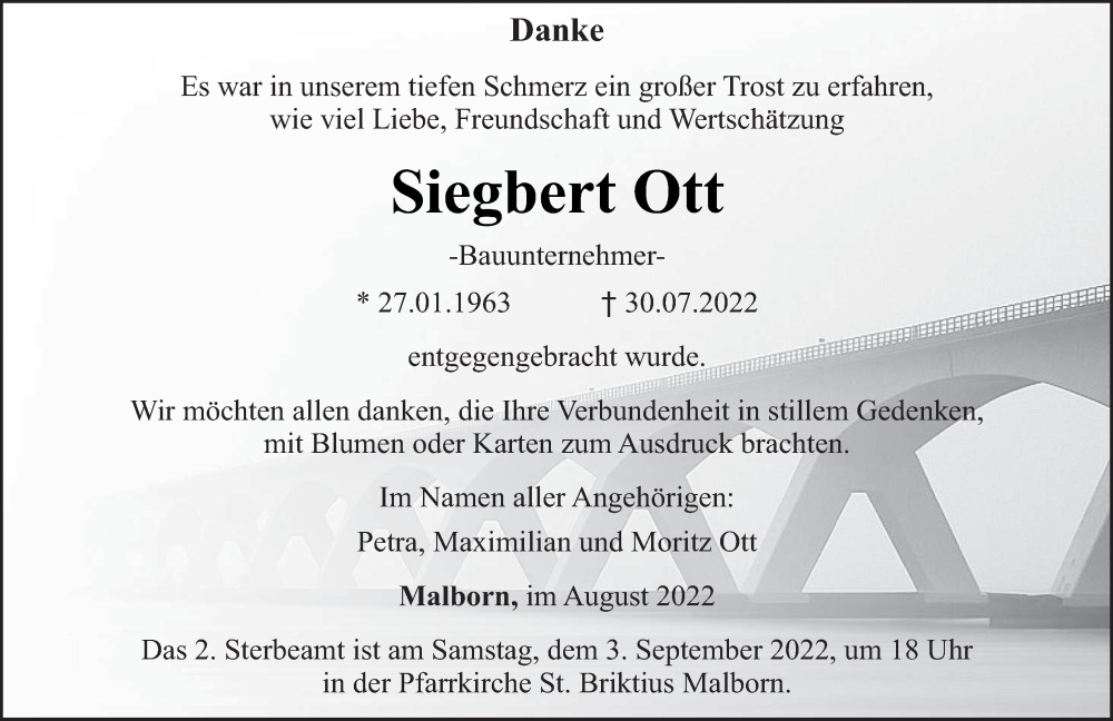  Traueranzeige für Siegbert Ott vom 31.08.2022 aus trierischer_volksfreund