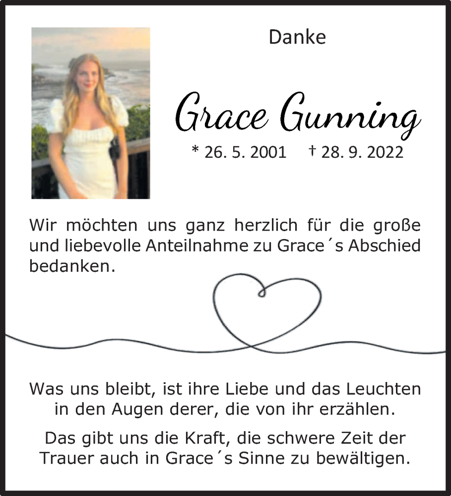  Traueranzeige für Grace Gunning vom 31.12.2022 aus trierischer_volksfreund