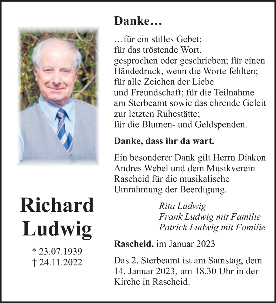  Traueranzeige für Richard Ludwig vom 11.01.2023 aus trierischer_volksfreund