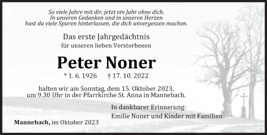 Traueranzeige von Peter Noner von trierischer_volksfreund