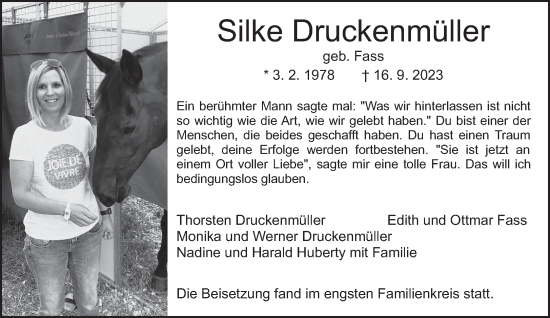Traueranzeige von Silke Druckenmüller von trierischer_volksfreund