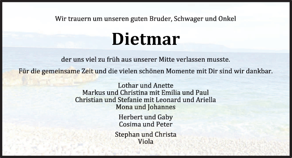  Traueranzeige für Dietmar Reuter vom 10.11.2023 aus trierischer_volksfreund