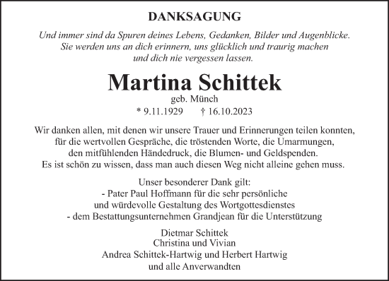 Traueranzeige von Martina Schittek von trierischer_volksfreund