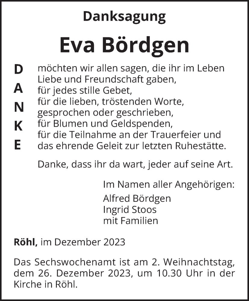  Traueranzeige für Eva Bördgen vom 16.12.2023 aus trierischer_volksfreund