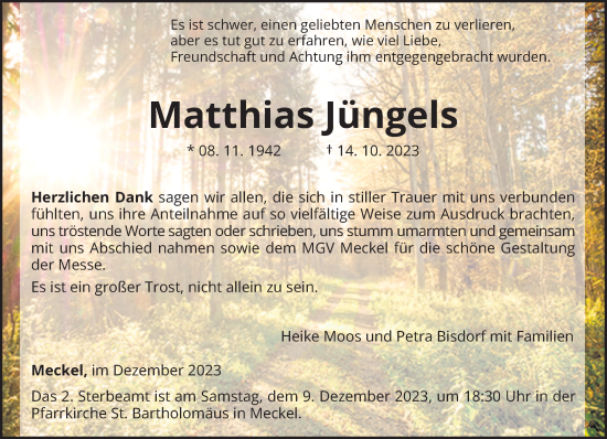 Traueranzeige von Matthias Jüngels von trierischer_volksfreund