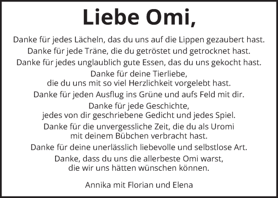 Traueranzeige von Omi  von trierischer_volksfreund