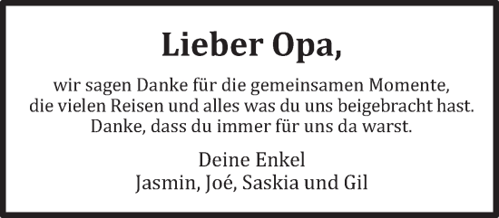 Traueranzeige von Opa  von trierischer_volksfreund