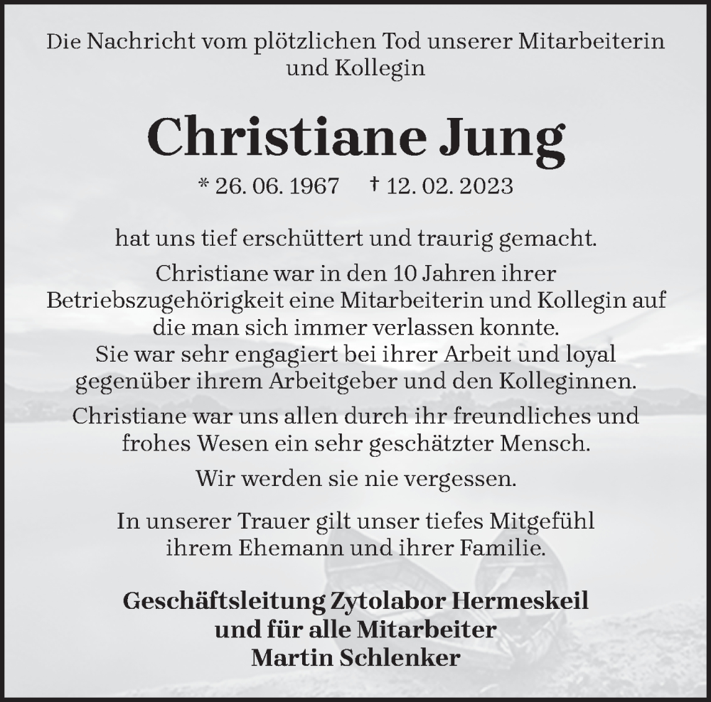  Traueranzeige für Christiane Jung vom 18.02.2023 aus trierischer_volksfreund