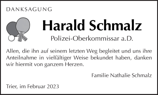 Traueranzeige von Harald Schmalz von trierischer_volksfreund