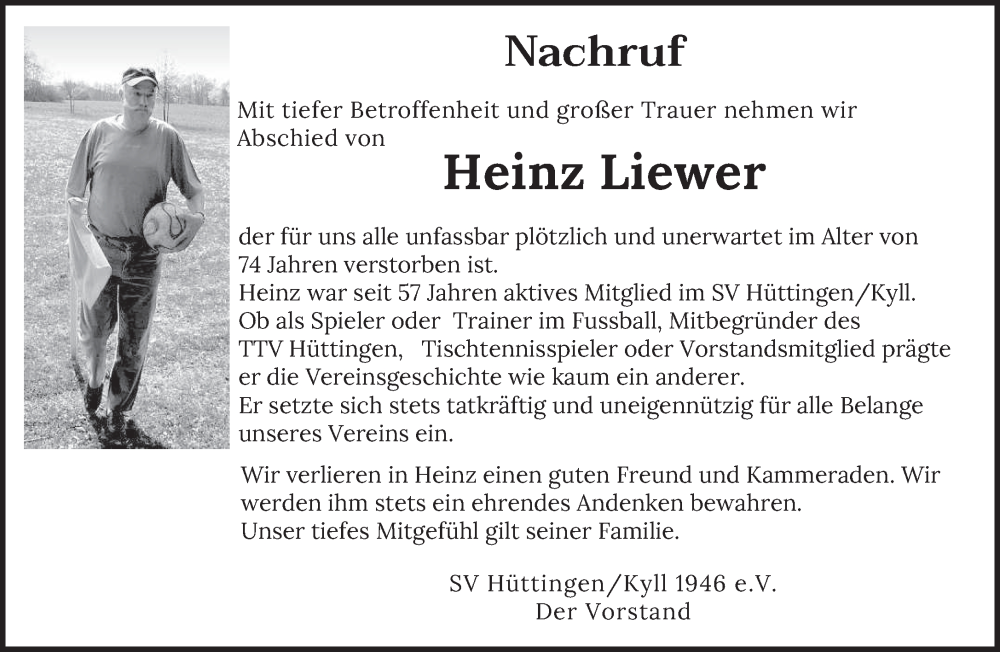  Traueranzeige für Heinz Liewer vom 11.02.2023 aus trierischer_volksfreund
