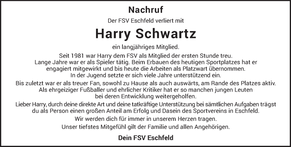  Traueranzeige für Harald Schwartz vom 16.03.2023 aus trierischer_volksfreund