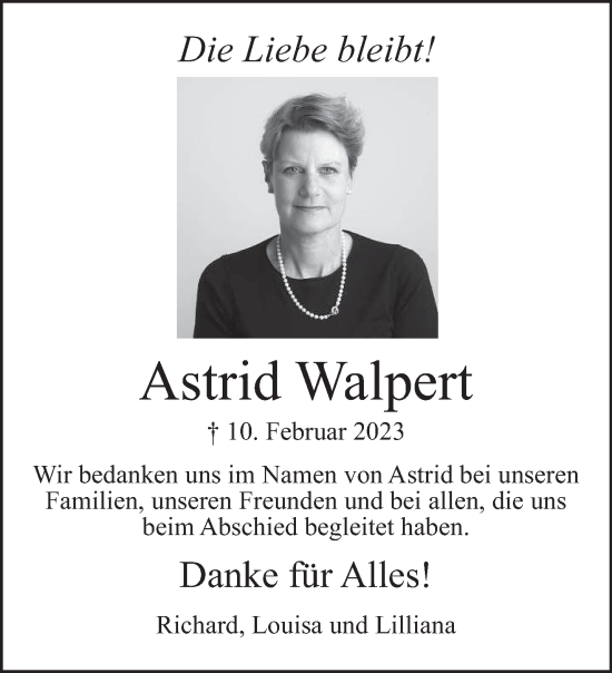 Traueranzeige von Astrid Walpert von trierischer_volksfreund