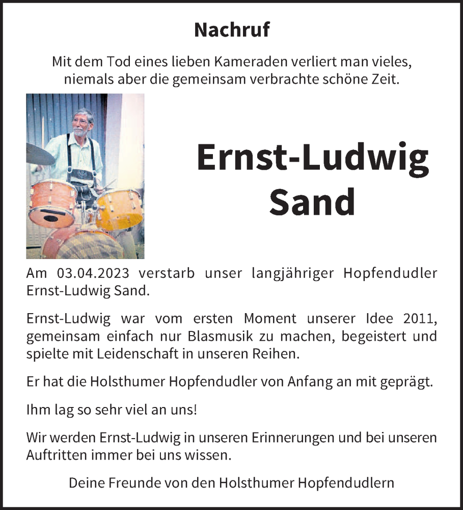  Traueranzeige für Ernst-Ludwig Sand vom 08.04.2023 aus trierischer_volksfreund