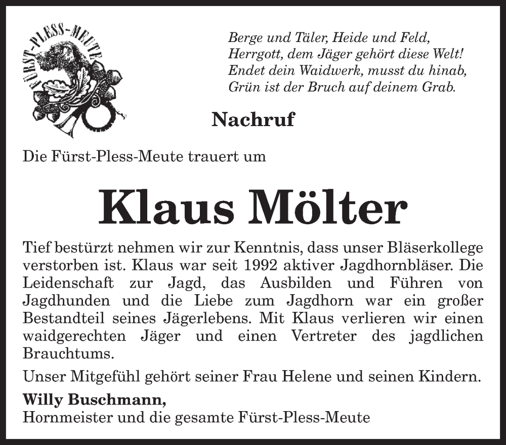  Traueranzeige für Klaus Mölter vom 08.04.2023 aus trierischer_volksfreund