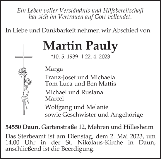 Traueranzeige von Martin Pauly von trierischer_volksfreund