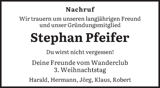 Traueranzeige von Stephan Pfeifer von trierischer_volksfreund