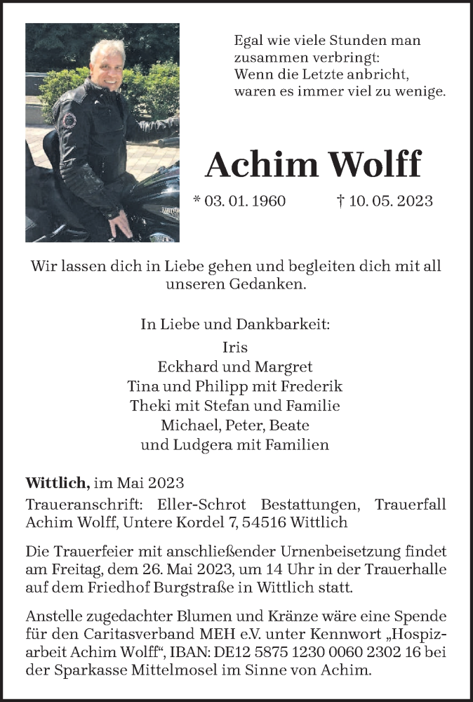  Traueranzeige für Achim Wolf vom 20.05.2023 aus trierischer_volksfreund