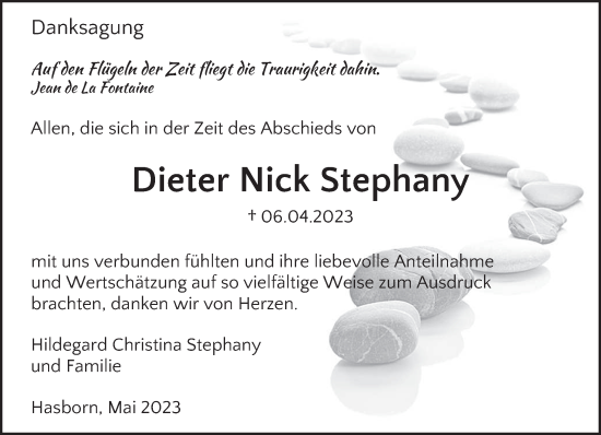 Traueranzeige von Dieter Nick Stephany von trierischer_volksfreund