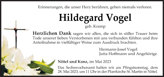 Traueranzeige von Hildegard Vogel von trierischer_volksfreund