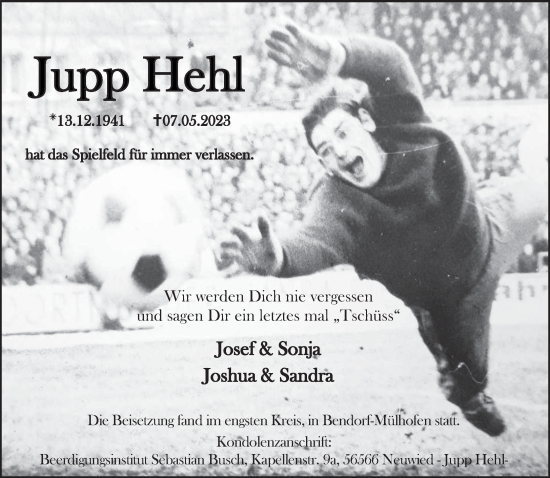 Traueranzeige von Jupp Hehl von trierischer_volksfreund