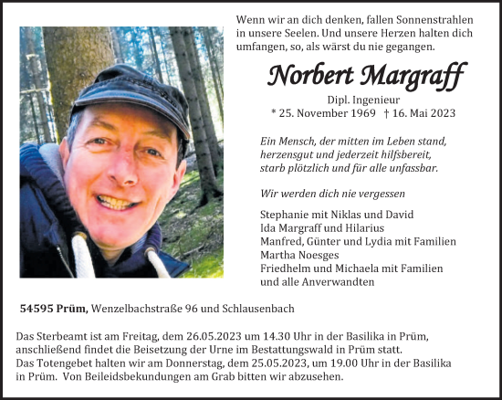 Traueranzeige von Norbert Margraff von trierischer_volksfreund
