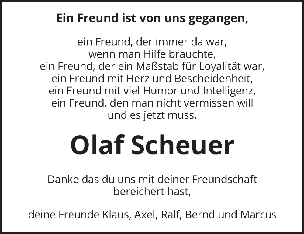  Traueranzeige für Olaf Scheuer vom 06.05.2023 aus trierischer_volksfreund