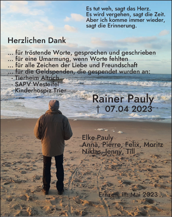 Traueranzeige von Rainer Pauly von trierischer_volksfreund