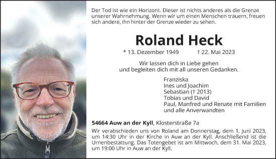 Traueranzeige von Roland  Heck von trierischer_volksfreund