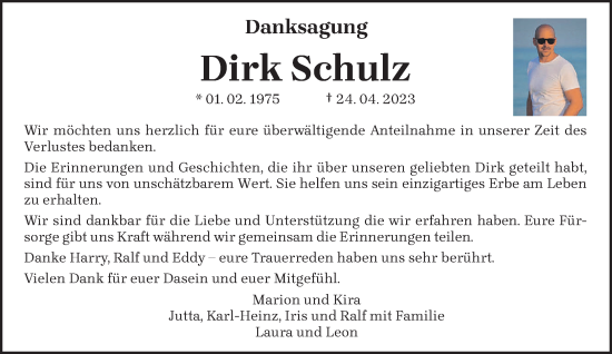 Traueranzeige von Dirk Schulz von trierischer_volksfreund