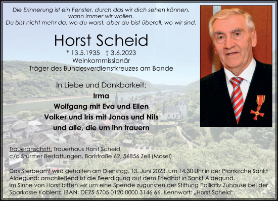 Traueranzeige von Horst Scheid von trierischer_volksfreund