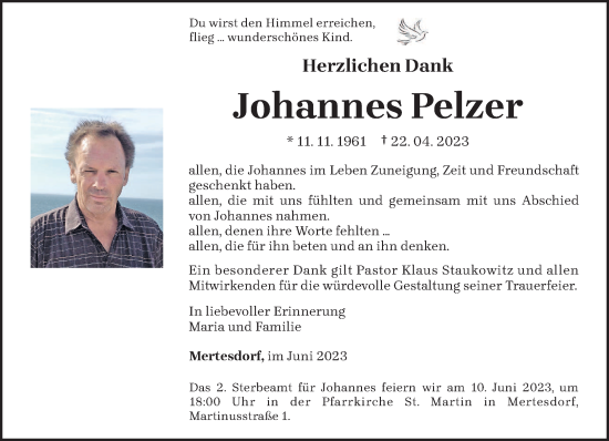 Traueranzeige von Johannes Pelzer von trierischer_volksfreund