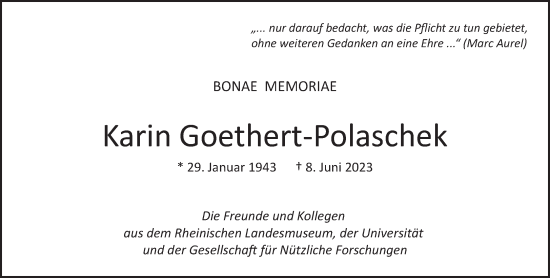 Traueranzeige von Karin Goethert-Polaschek von trierischer_volksfreund