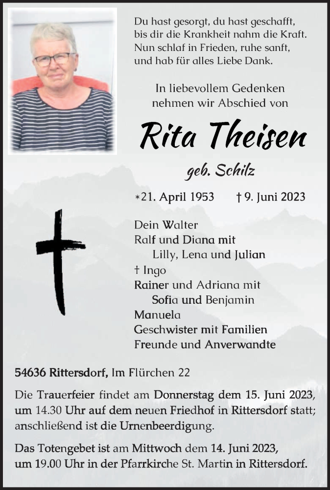  Traueranzeige für Rita Theisen vom 12.06.2023 aus trierischer_volksfreund