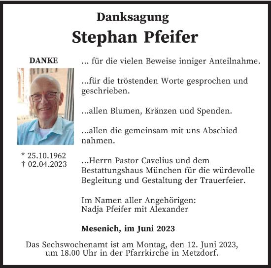 Traueranzeige von Stephan Pfeifer von trierischer_volksfreund